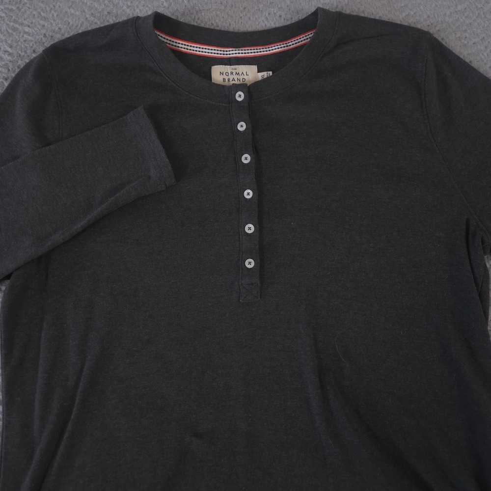 The Normal Brand Shirt Mens XL Charcoal Puremeso Henley Long Sleeve Soft Stretch